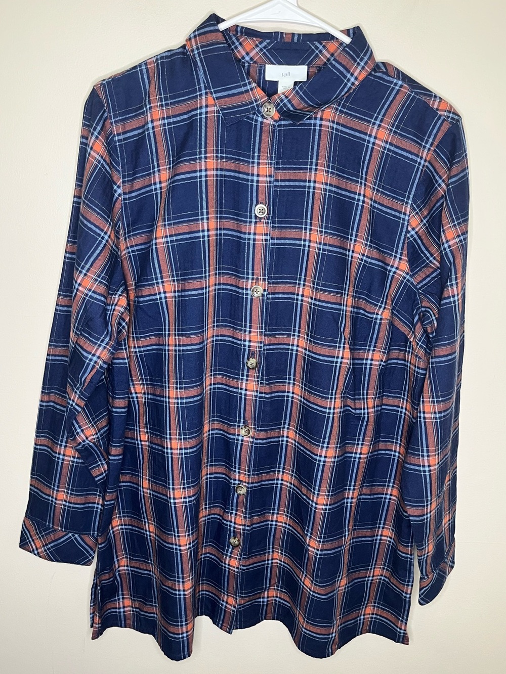J. Jill Womens Pink Blue Button Down Long Sleeve Plaid Top Size M NWT Cotton - Picture 1 of 7
